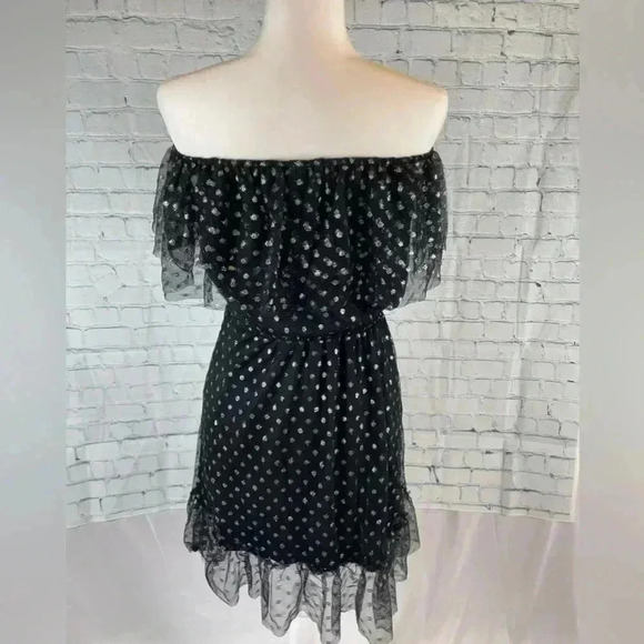 EVERLY Black Silver Tulle dress Woman’s Size S Party Fancy NEW NWOT HOLIDAY glam - Picture 6 of 14